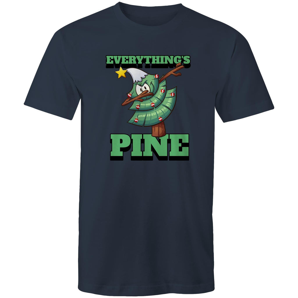 Everything's Pine, Christmas - Mens T-Shirt Navy Mens Christmas T-shirt Christmas Printed In Australia