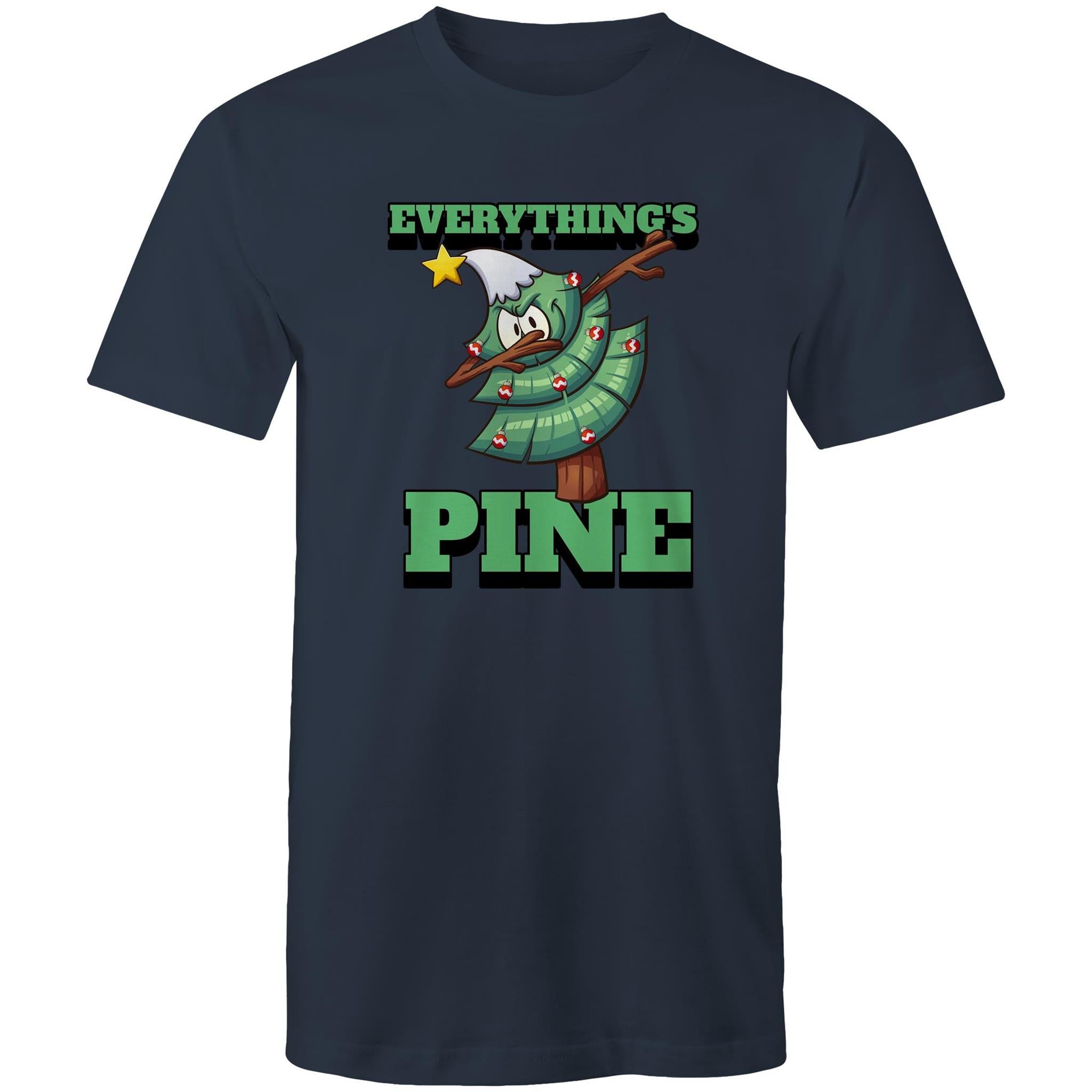 Everything's Pine, Christmas - Mens T-Shirt Navy Mens Christmas T-shirt Christmas Printed In Australia