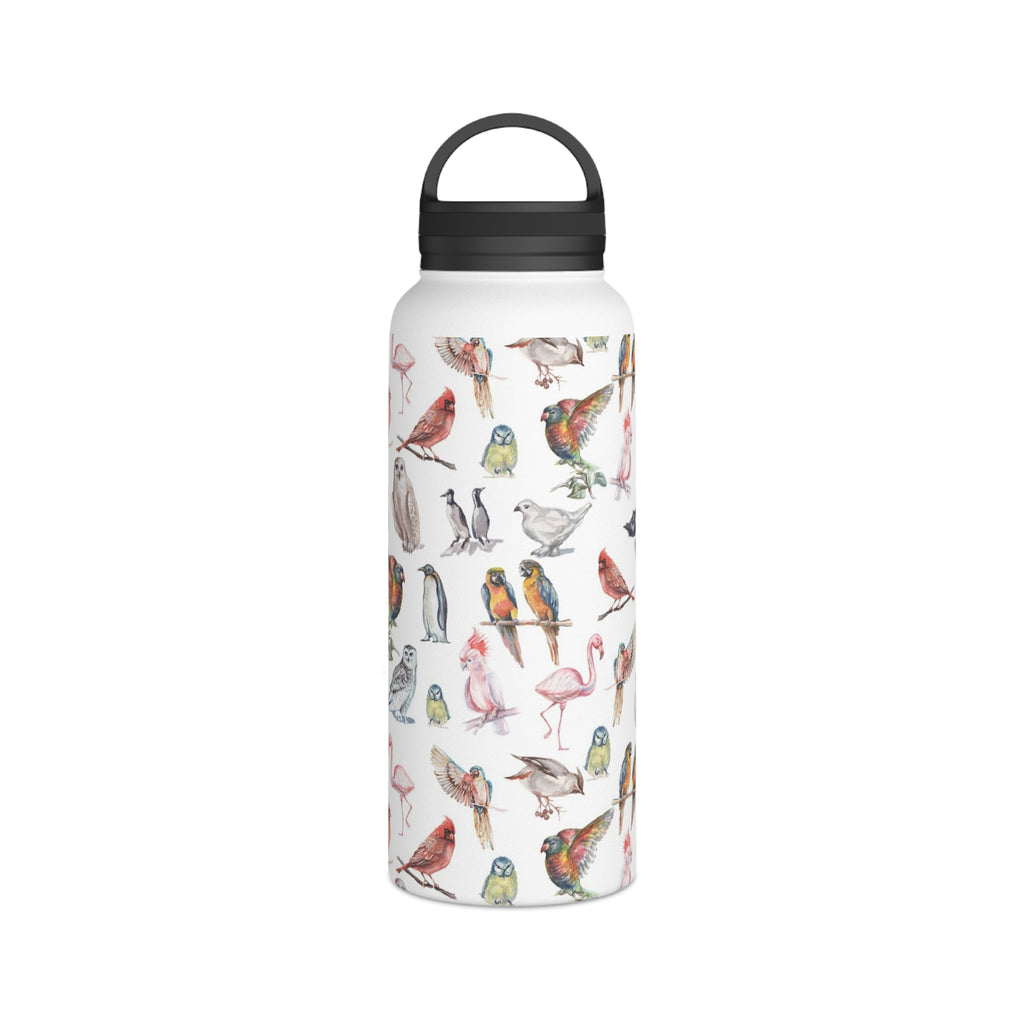 Birds Of A Feather Stainless Steel Water Bottle, Handle Lid White 32oz Stainless Steel Water Bottle With Handle Lid animal Birds Globally Fulfilled