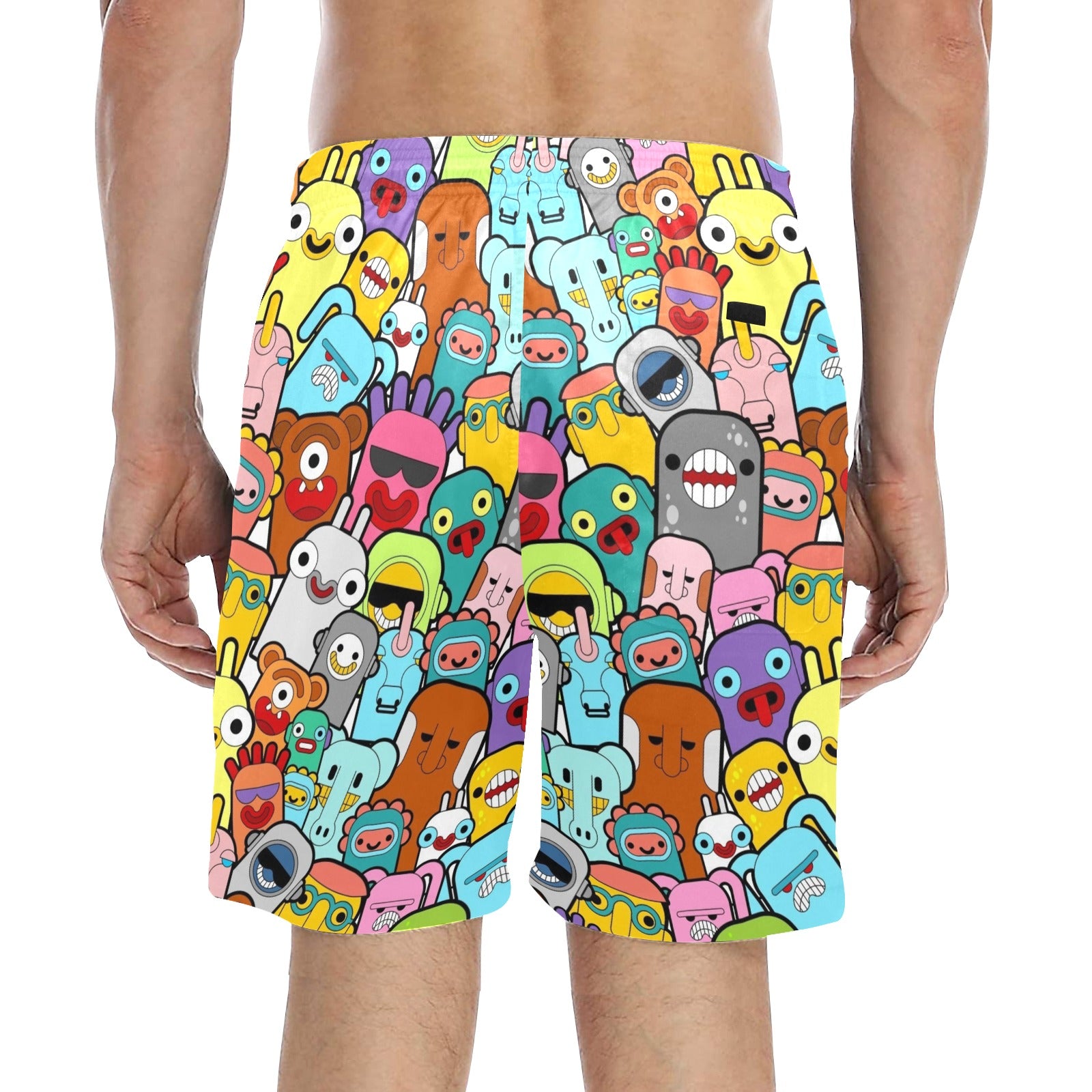 Happy Monsters Men's Mid-Length Beach Shorts Men's Mid-Length Beach Shorts Printed Offshore Sci Fi
