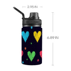 Colourful Hearts - Kids Water Bottle with Chug Lid (12 oz)