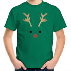 Red Nose Reindeer - Kids Youth T-Shirt Kelly Green Kids Christmas T-shirt Christmas Printed In Australia