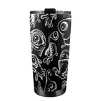 Monsters In Black And White - 20oz Mobile Tumbler with Lid (Black Lock) 20oz Travel Mug Printed Offshore Sci Fi