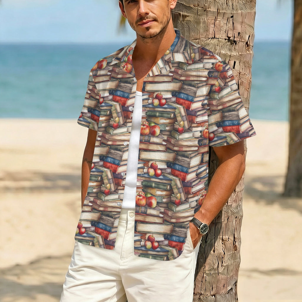 Watercolour Books Men's Crinkle Hawaiian Shirt