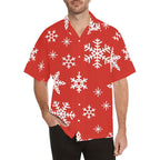 Red Snowflakes, Christmas - Mens Hawaiian Shirt