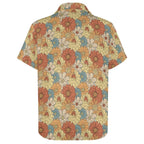 Vintage Retro Floral Women's Short-Sleeve Button Up Shirt Women's Short-Sleeve Button Up Shirt Plants Printed Offshore Retro