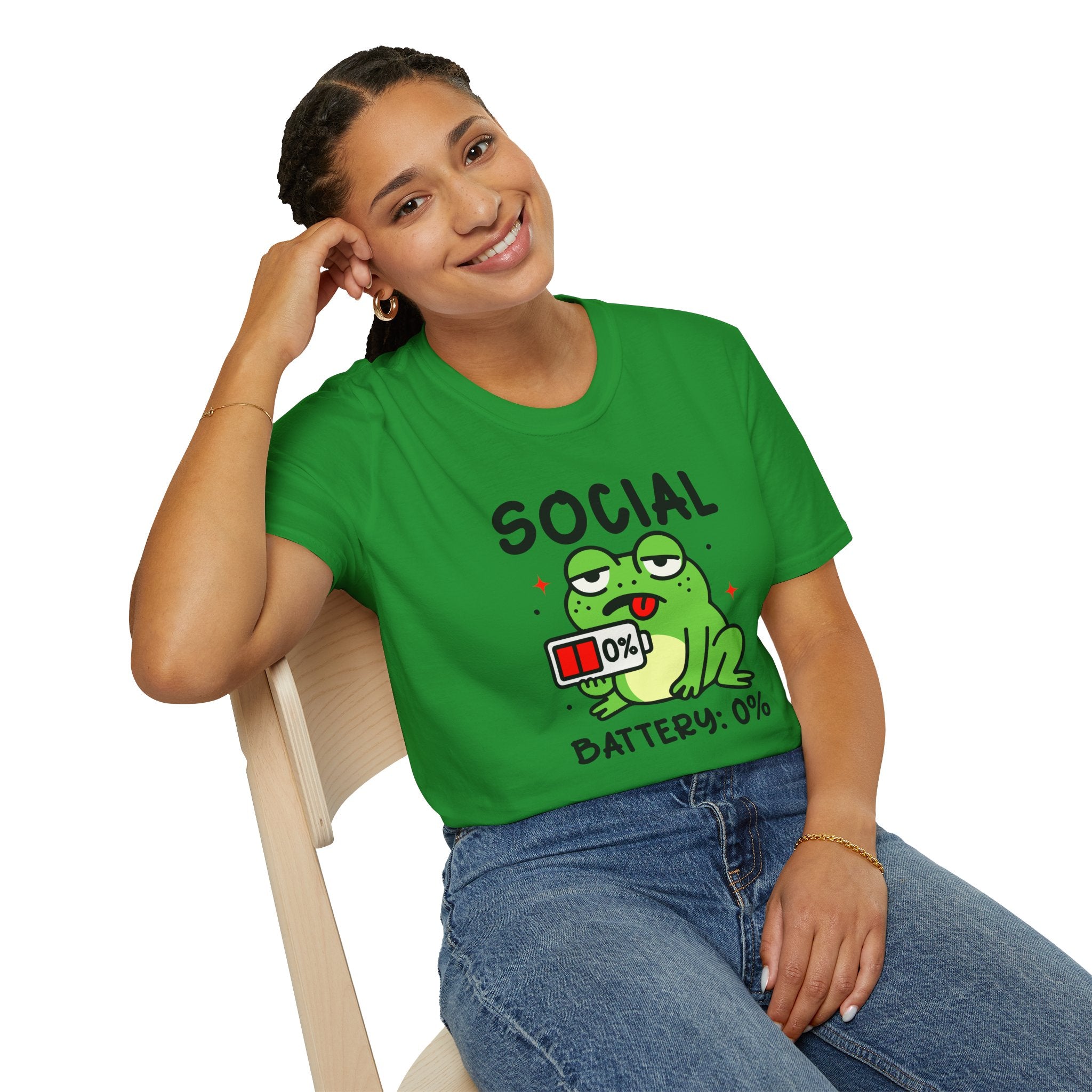 Frog, Social Battery - Unisex Softstyle T-Shirt