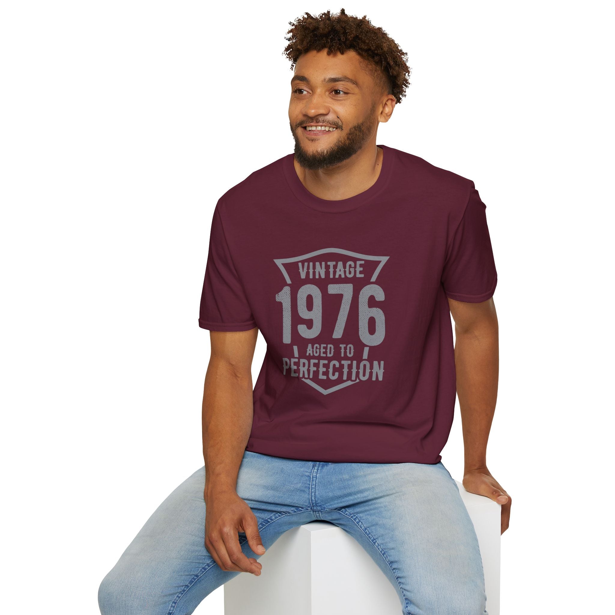 Turning 50, Vintage 1976, Aged To Perfection - Unisex Softstyle T-Shirt