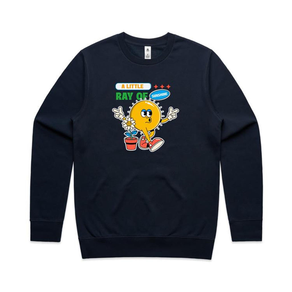 A Little Ray Of Sunshine - AS Colour Stencil Crew Navy Sweatshirt Printed In Australia