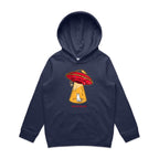 UFO, Here For The Cats - Kids Hoodie Midnight Blue Kids Hoodie Printed In Australia
