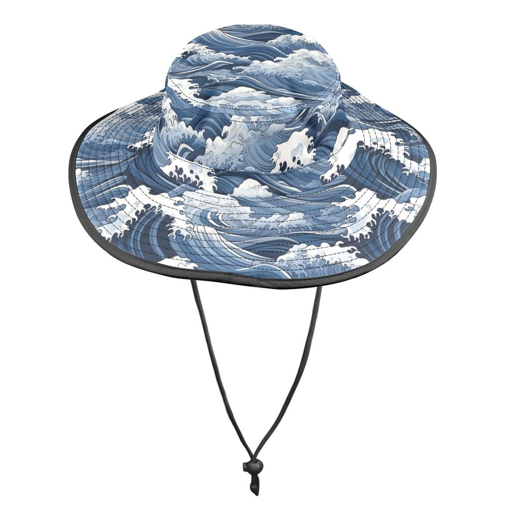 Japanese Waves Wide Brim Bucket Hat Wide Brim Bucket Hat Ocean Printed Offshore