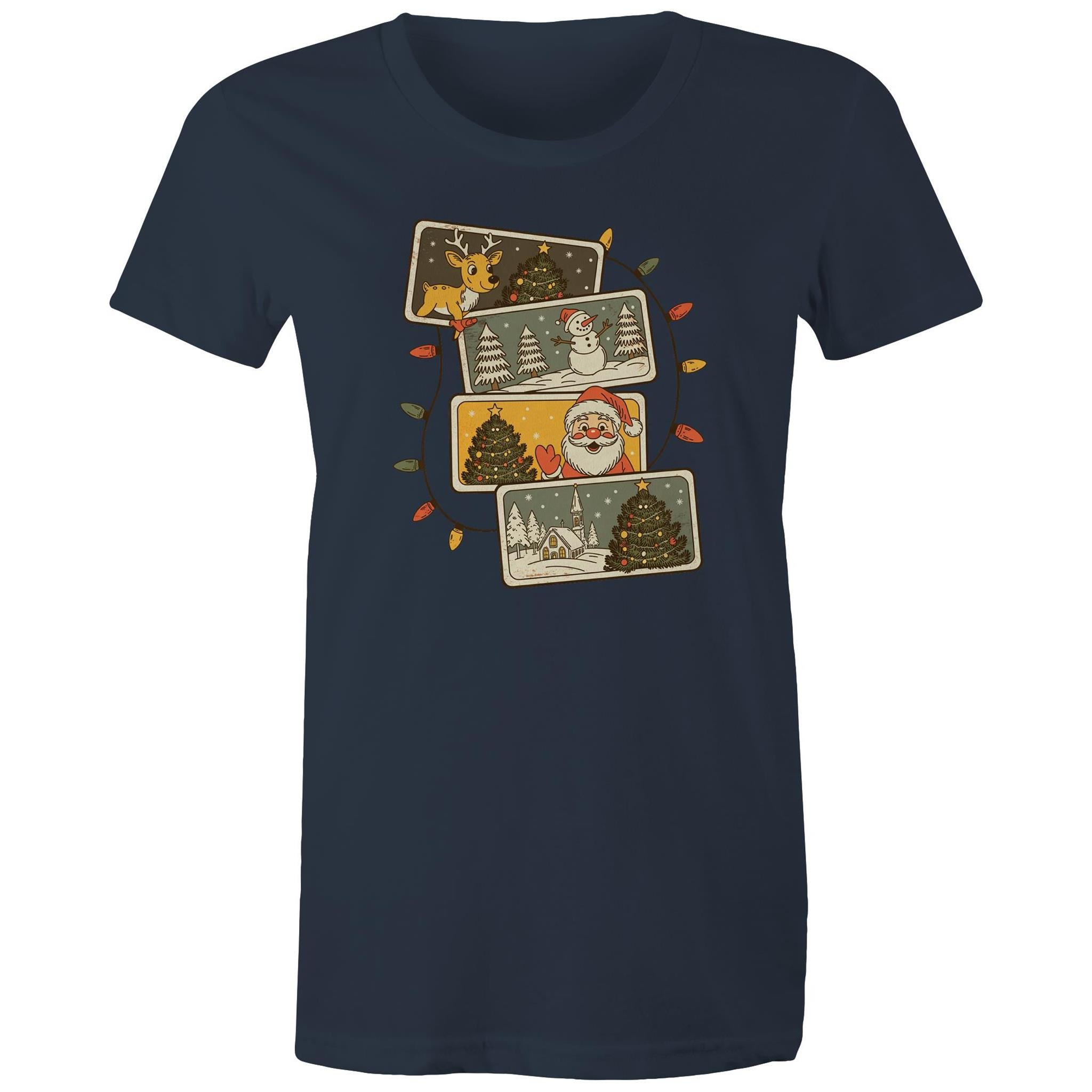 Retro Christmas Cards - Womens T-shirt