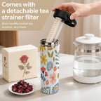 Boho Flowers And Leaves 20oz Tea Tumbler with Carry Handle
