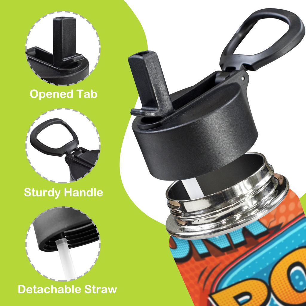 Comic Book 2 12oz Kids Water Bottle with Straw Lid