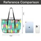 Ice Cream - Leather Tote Bag-Large