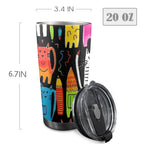 Colourful Cats - 20oz Mobile Tumbler with Lid (Black Lock) 20oz Travel Mug animal Printed Offshore