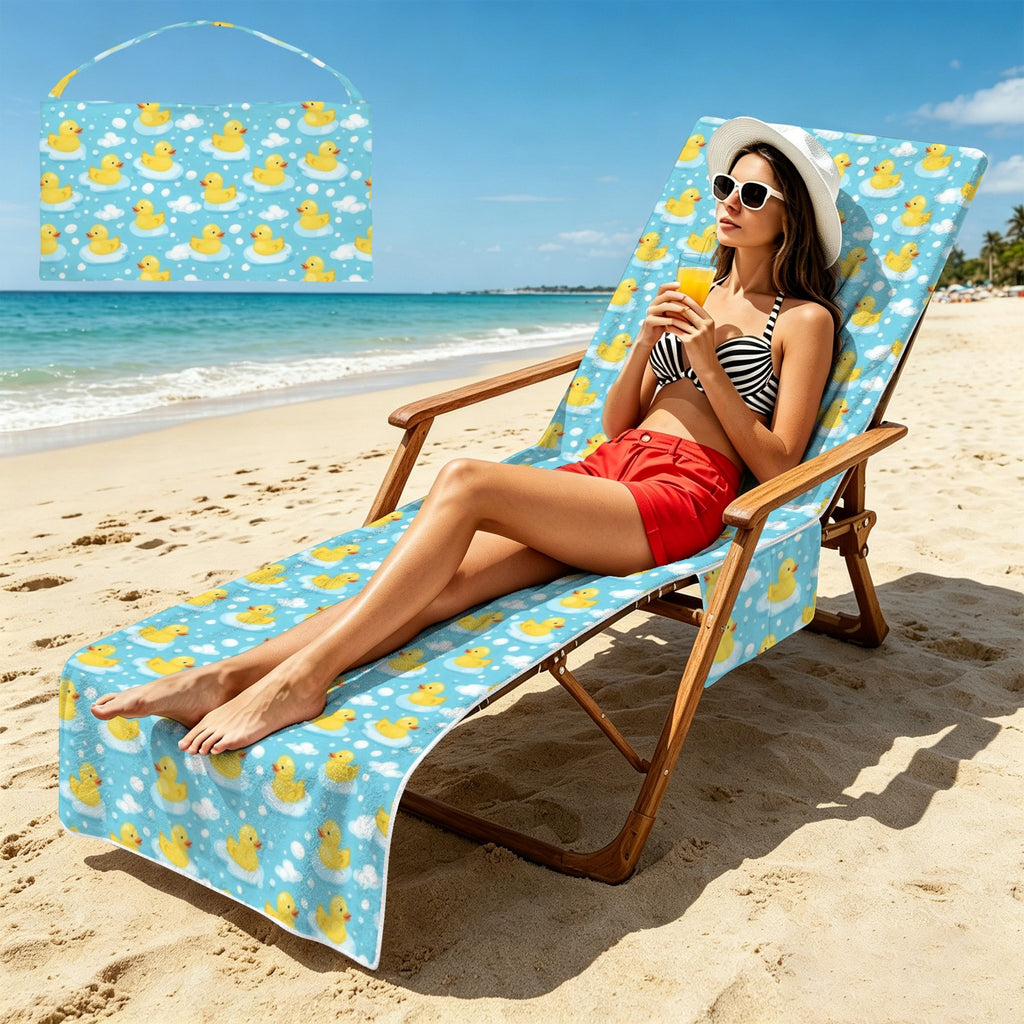 Rubber Ducks Beach Chair Towel Cover with Side Pockets