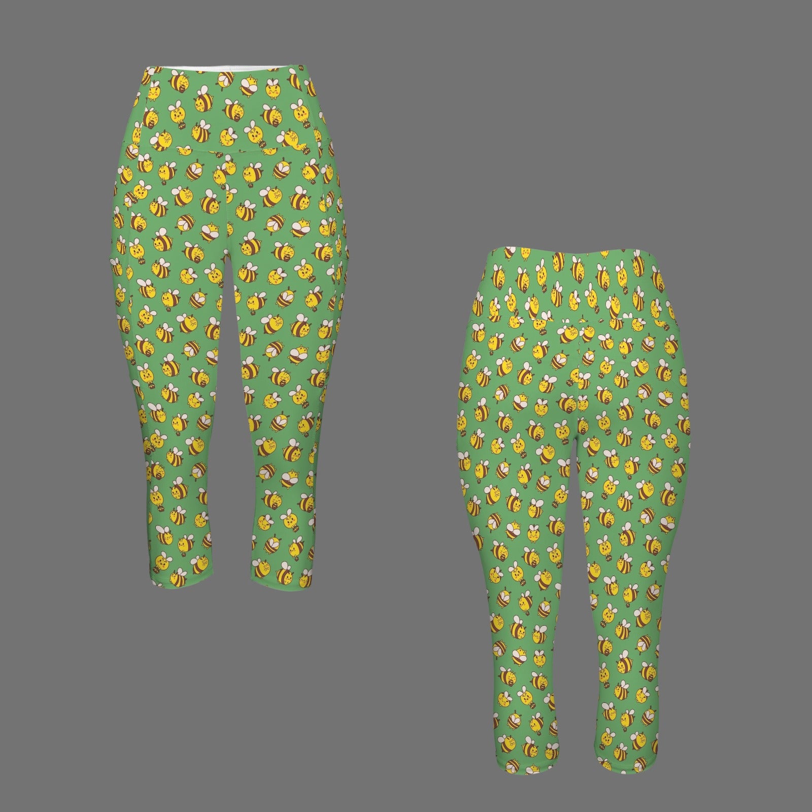 Busy Bees Women's High Waist Pocket Capri Yoga Leggings