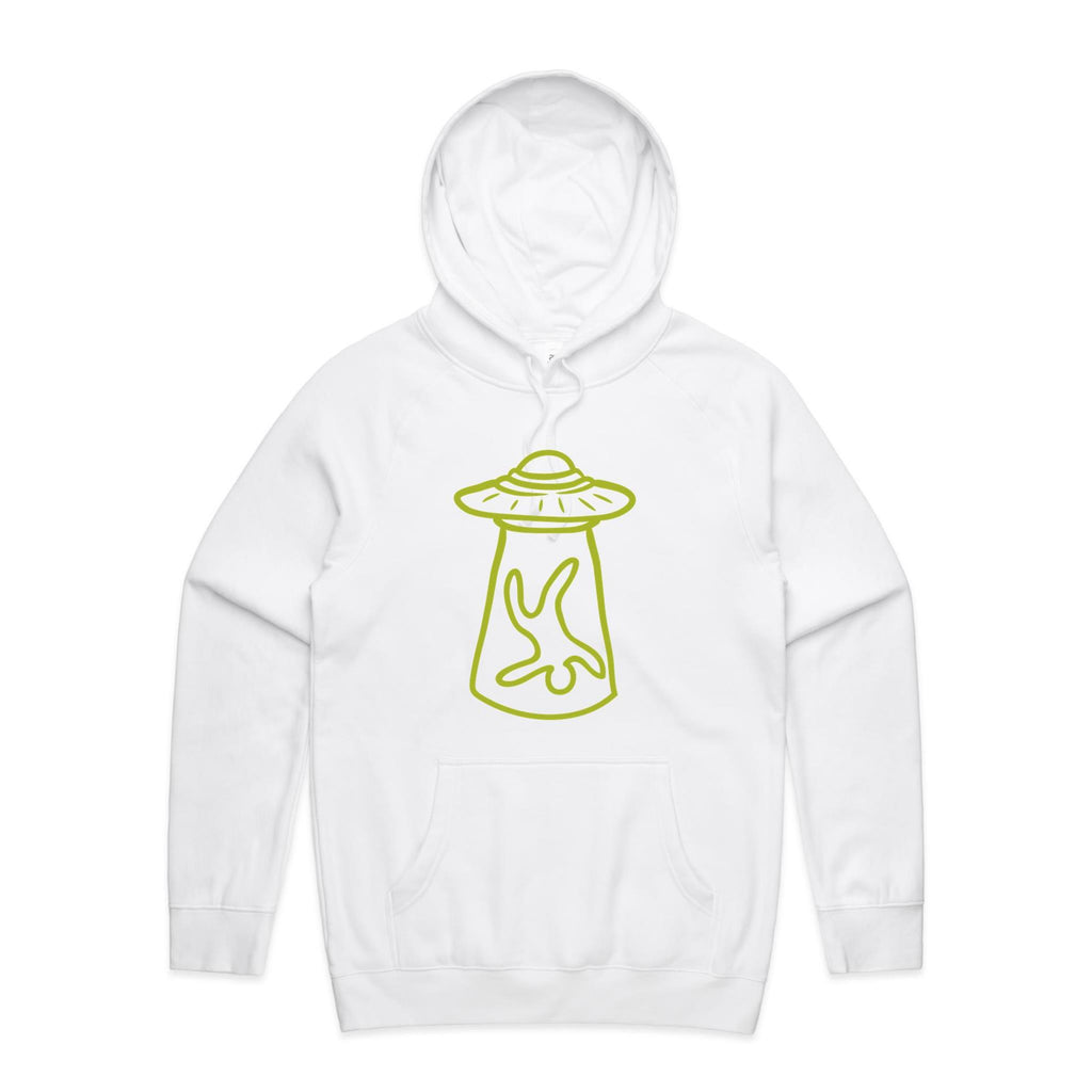 Alien Abduction, UFO - Mens Hoodie White Mens Hoodie Printed In Australia Sci Fi