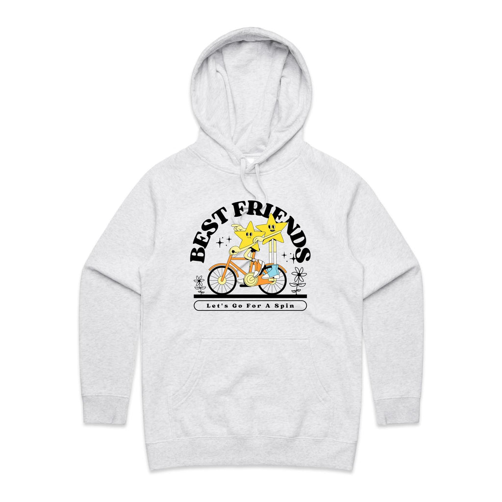 Best Friends - Womens Hoodie White Marle Womens Hoodie Printed In Australia