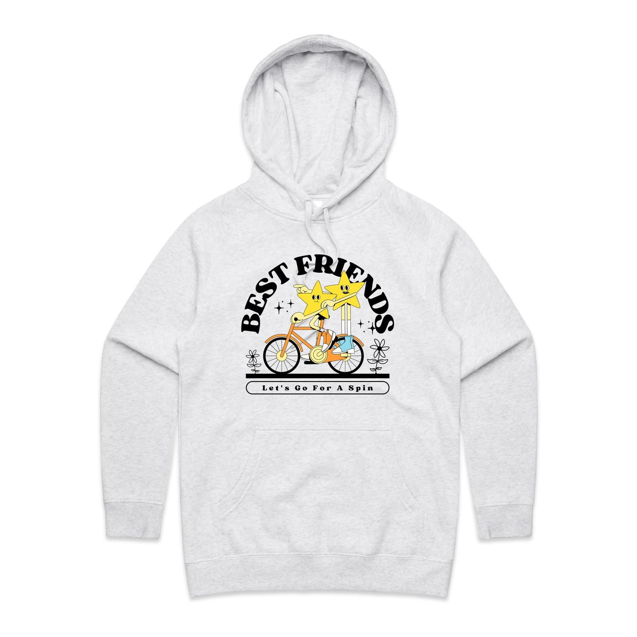 Best Friends - Womens Hoodie White Marle Womens Hoodie Printed In Australia