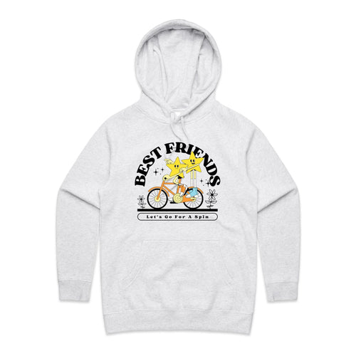 Best Friends - Womens Hoodie White Marle Womens Hoodie Printed In Australia