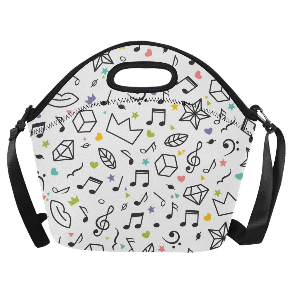 Music Time Neoprene Lunch Bag One Size Neoprene Lunch Bag Music Printed Offshore