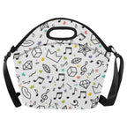 Music Time Neoprene Lunch Bag One Size Neoprene Lunch Bag Music Printed Offshore
