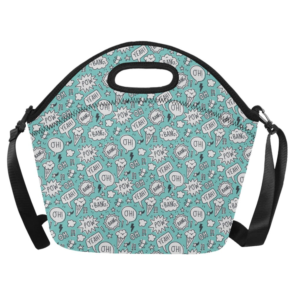 Comic Book Speech Bubbles - Neoprene Lunch Bag One Size Neoprene Lunch Bag Printed Offshore