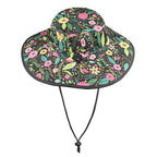 Bright Floral And Leaves Wide Brim Bucket Hat Wide Brim Bucket Hat Plants Printed Offshore