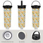 Retro Boho Flower 20oz Tea Tumbler with Carry Handle