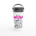 Best Mum, Cute Elephants - White 15oz Stainless Steel Travel Mug Default Title Travel Mug animal Globally Fulfilled Mum