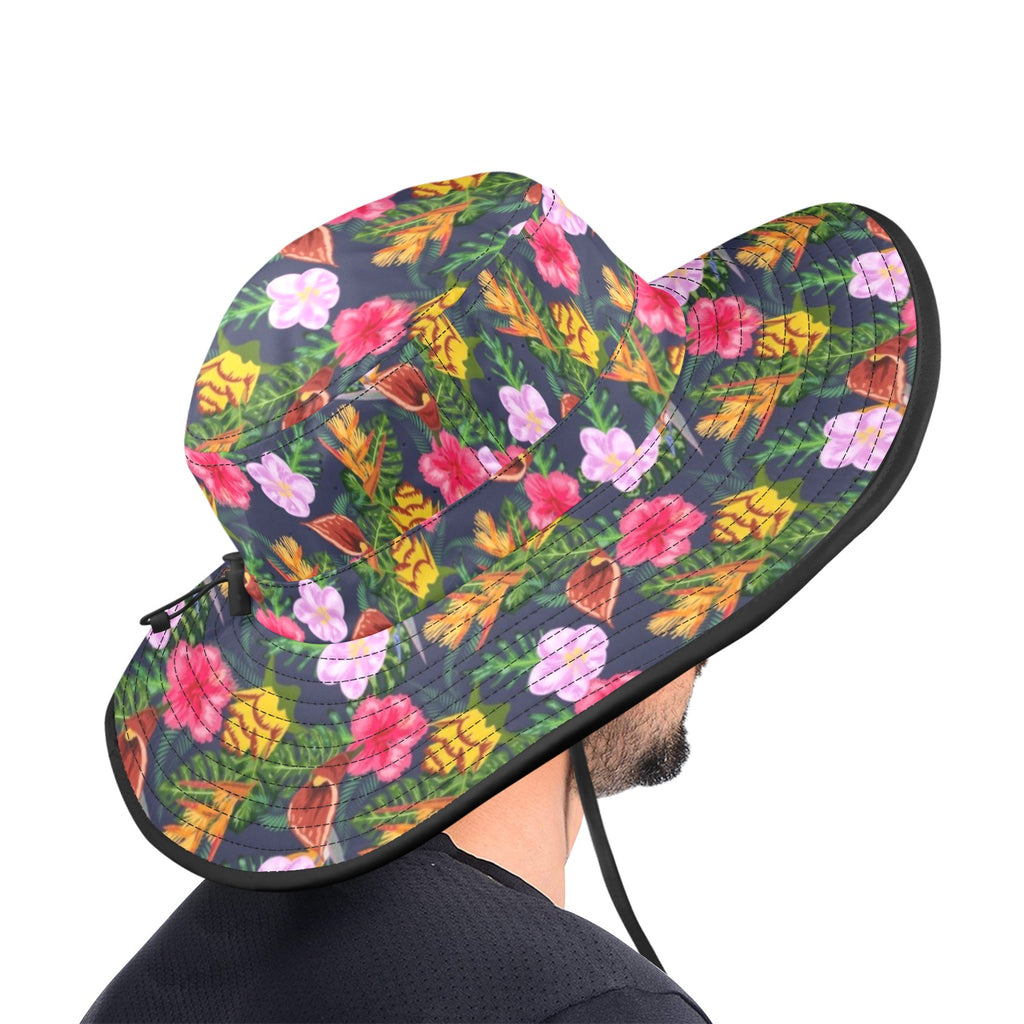 Tropical Floral Wide Brim Bucket Hat Wide Brim Bucket Hat Plants Printed Offshore