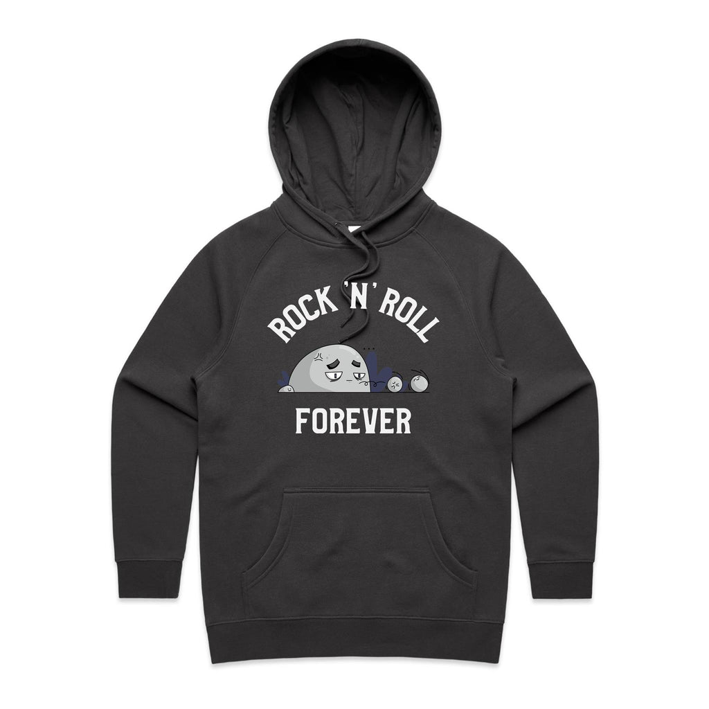 Rock And Roll Forever - Womens Hoodie Coal Womens Hoodie Music Printed In Australia