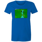 Alien Backing Into Hedge Meme - Womens T-shirt Bright Royal Womens T-shirt Printed In Australia Sci Fi
