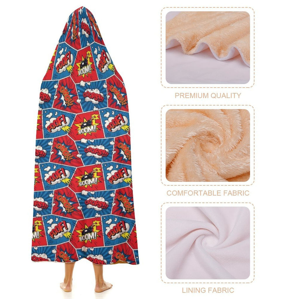 Comic Book Cells Kids Hooded Blanket 100cm x 130cm Kids Hooded Blanket comic Printed Offshore