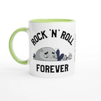 Personalise - Rock 'N' Roll Forever - White 11oz Ceramic Mug Ceramic Green Personalised Mug customise Globally Fulfilled Music personalise