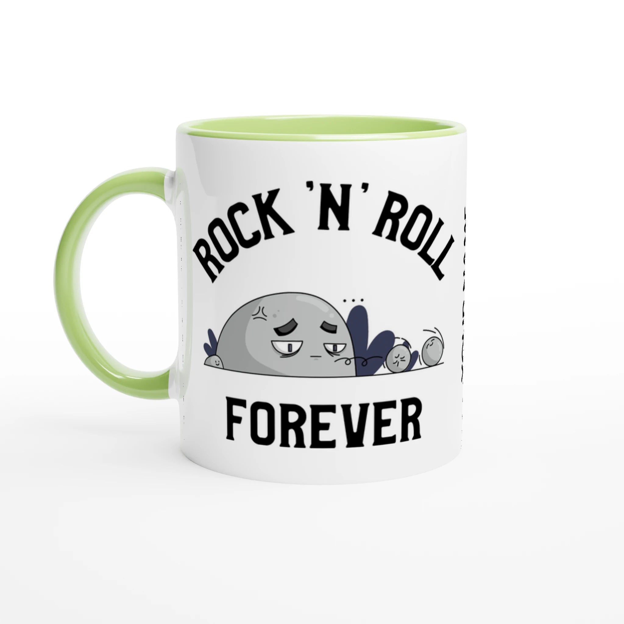 Personalise - Rock 'N' Roll Forever - White 11oz Ceramic Mug Ceramic Green Personalised Mug customise Globally Fulfilled Music personalise