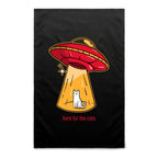 Here For The Cats, UFO - AS Colour Tea Towel Black One Size Tea Towel animal Printed In Australia Sci Fi