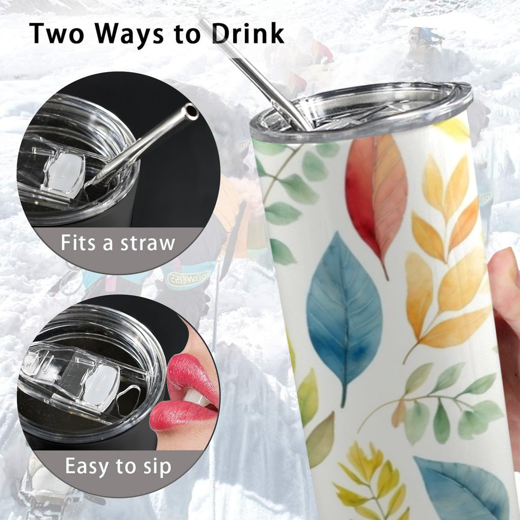 Autumn Leaves - 20oz Tall Skinny Tumbler with Lid and Straw