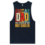 Guitar Dad Mens Men's AS Colour Drop Arm Tank Top Navy Drop Arm Tank Top Dad Music Printed In Australia
