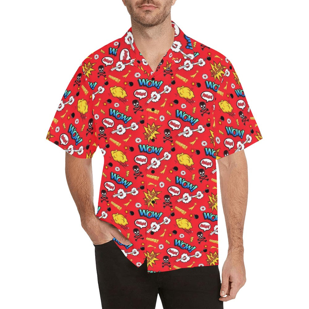 Comic Book Red - Mens Hawaiian Shirt