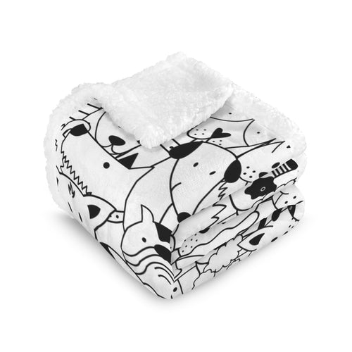 Black And White Dogs - Double-Layer Fleece Blanket 51"x59"
