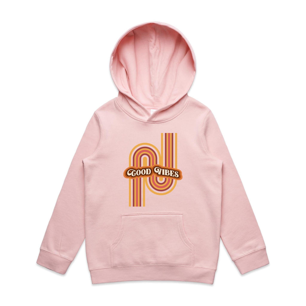 Good Vibes - Kids Hoodie Pink Kids Hoodie Printed In Australia