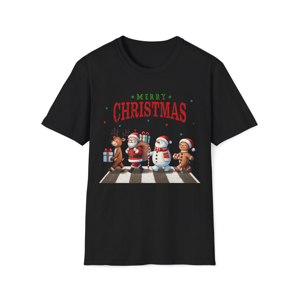 Fab Four Of Christmas Crossing The Road - Unisex Softstyle T-Shirt