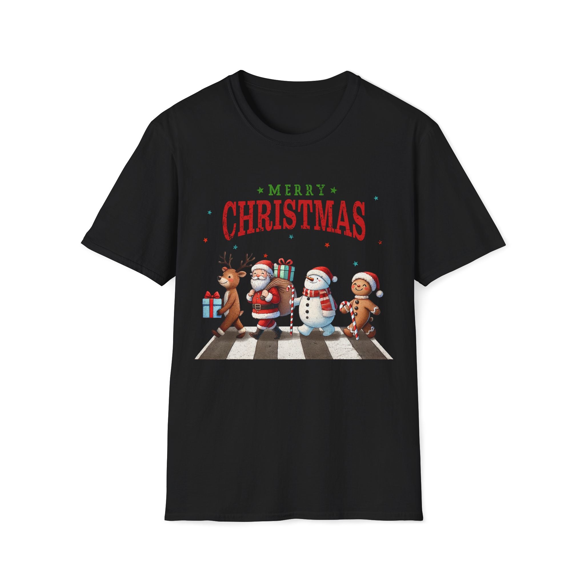 Fab Four Of Christmas Crossing The Road - Unisex Softstyle T-Shirt