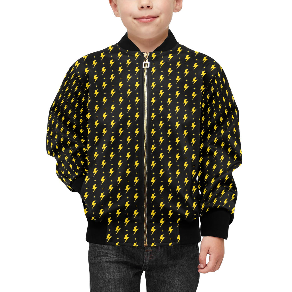 Yellow Lightning Kids Bomber Jacket Kids Bomber Jacket comic Printed Offshore