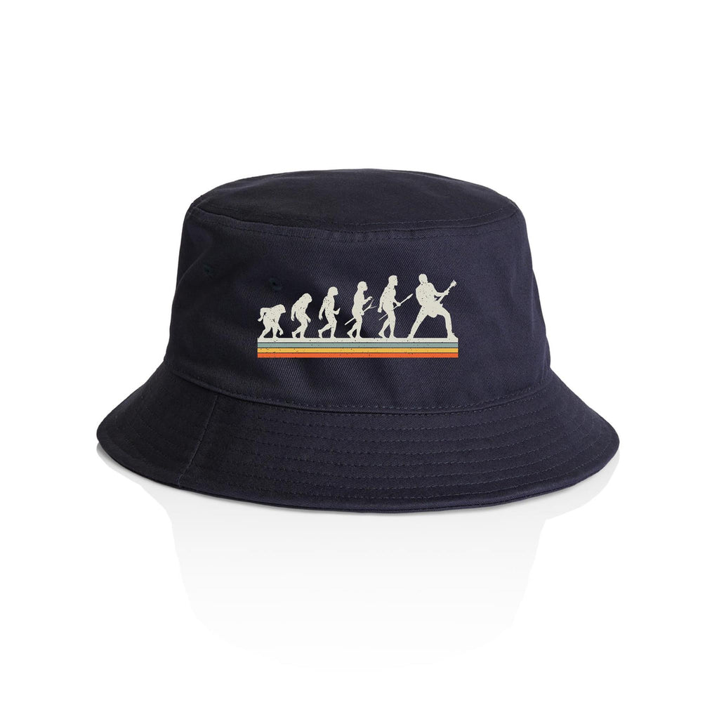 Guitarist Evolution - AS Colour Bucket Hat Navy One Size As Colour Bucket Hat Music Printed In Australia