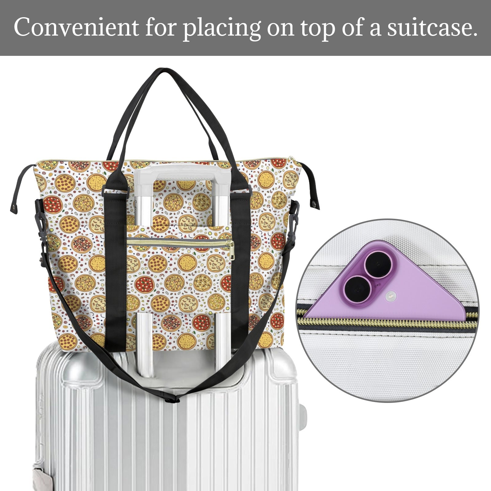Round Pizzas On White Duffle Bag-Simple (Model 1715) Duffle Bag-Simple (1715)