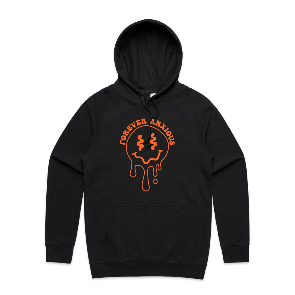 Forever Anxious - Mens Hoodie Black Mens Hoodie Printed In Australia